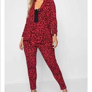 Boohoo Matching red leopard suit